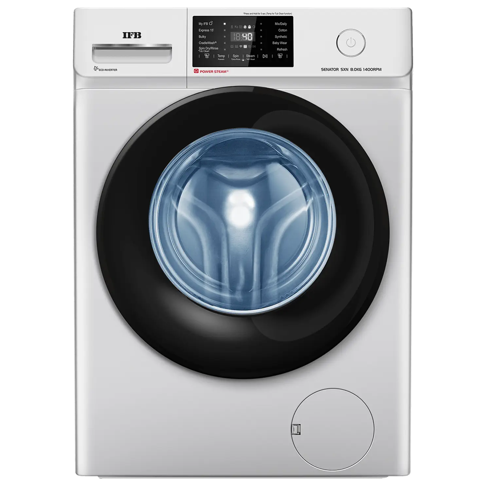 IFB 8 kg 5 Star Wi-Fi Inverter Fully Automatic Front Load Washing Machine (Senator SXN 8014, In-built Heater, Rich Silver) IFB 8 kg 5 Star Wi-Fi Inverter Fully Automatic Front Load Washing Machine (Senator SXN 8014, In-built Heater, Rich Silver)